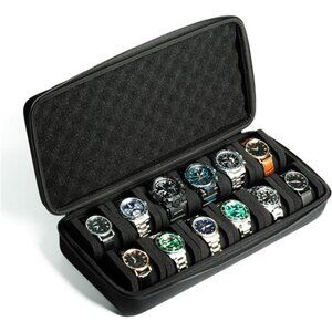 12 slots Watch Case, hard watch travel case, storage box, padded case for watch